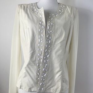 white jackets with pearls $26 Sz L Excellent Co.